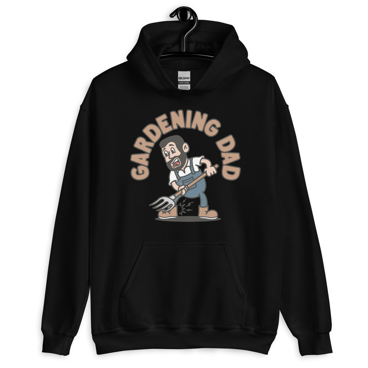 Gardening Black Hair Light Skin Tone No-Glasses Short Beard Dad Hoodie