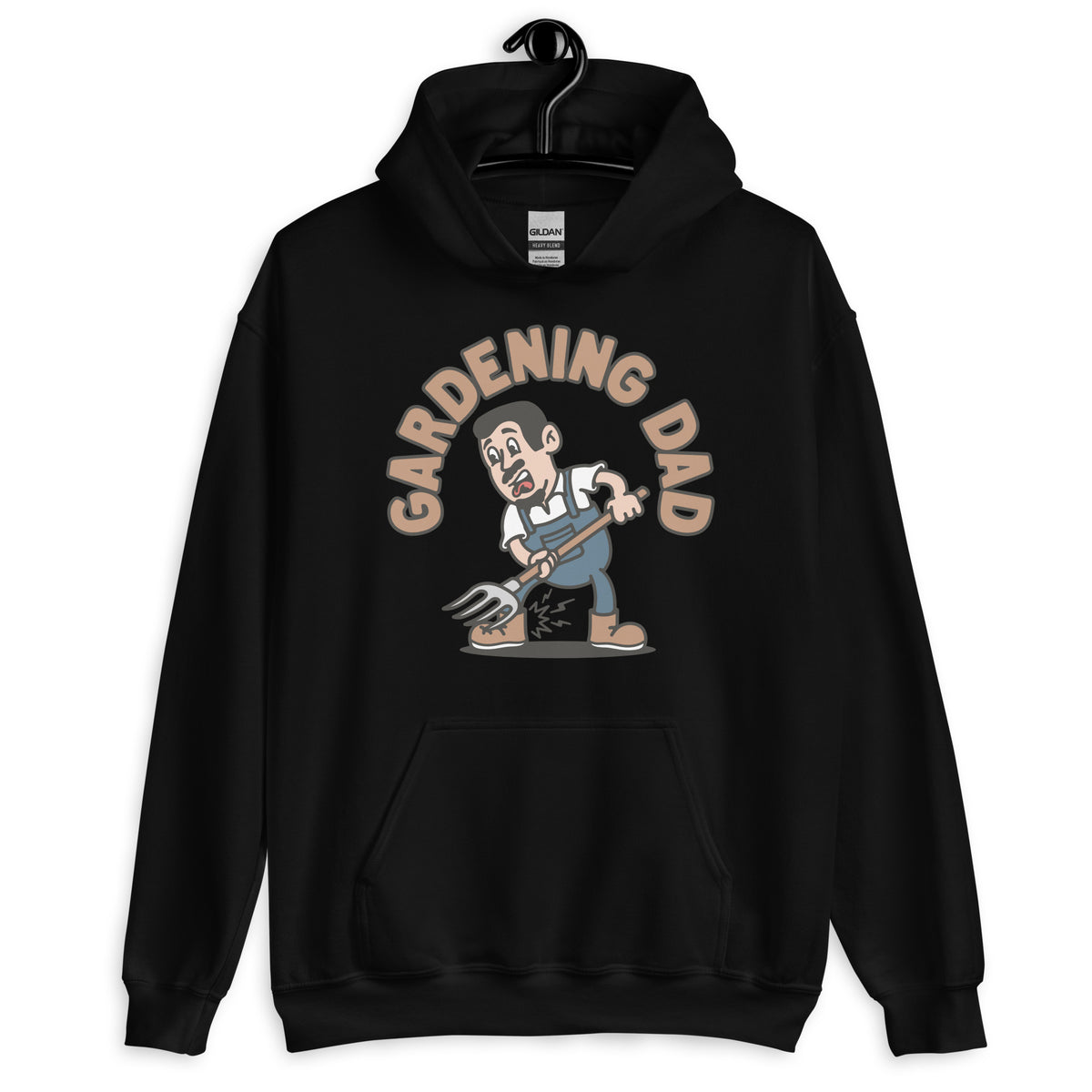 Gardening Black Hair Light Skin Tone No-Glasses Short Moustache & Chin Beard Dad Hoodie