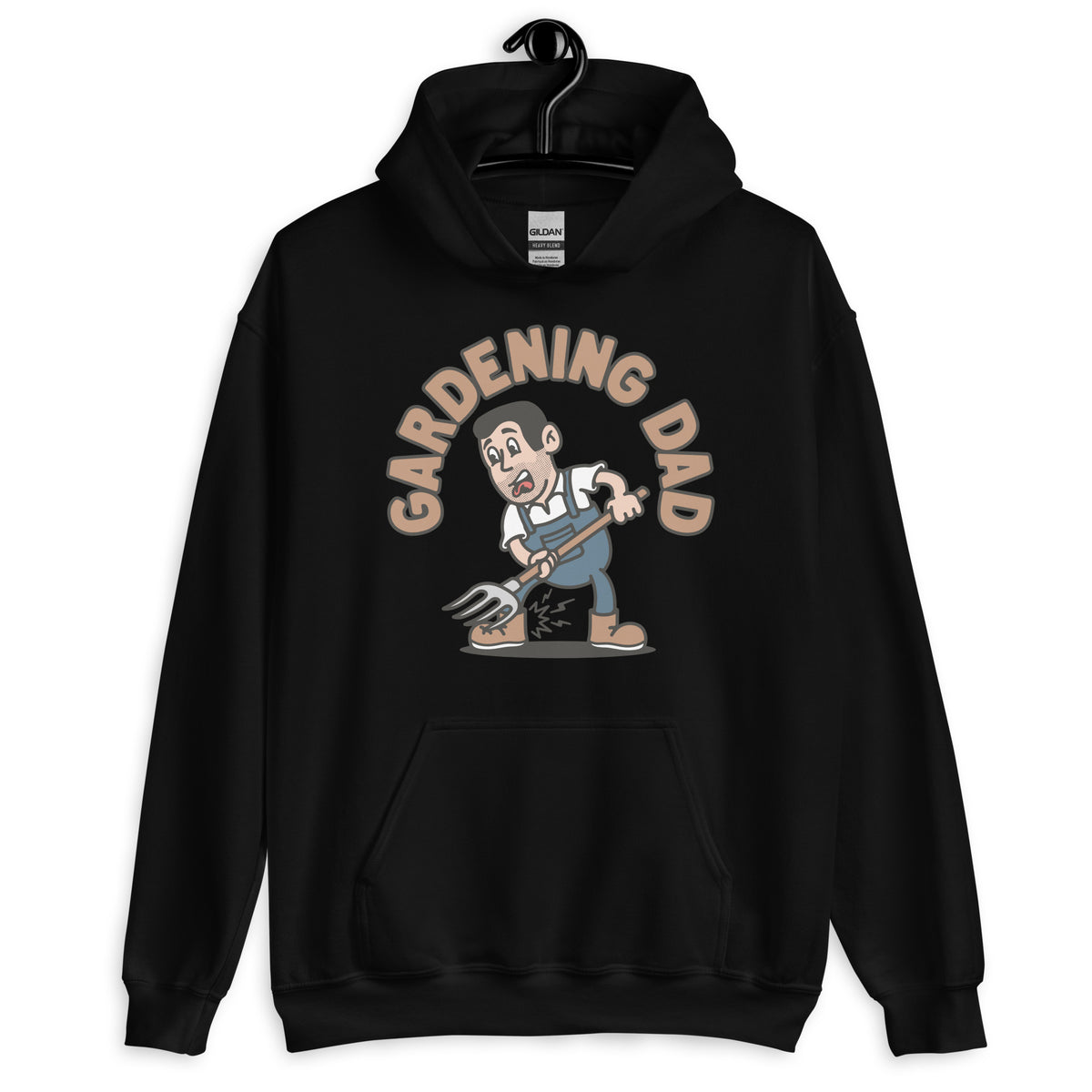 Gardening Black Hair Light Skin Tone No-Glasses Short Stubble Dad Hoodie