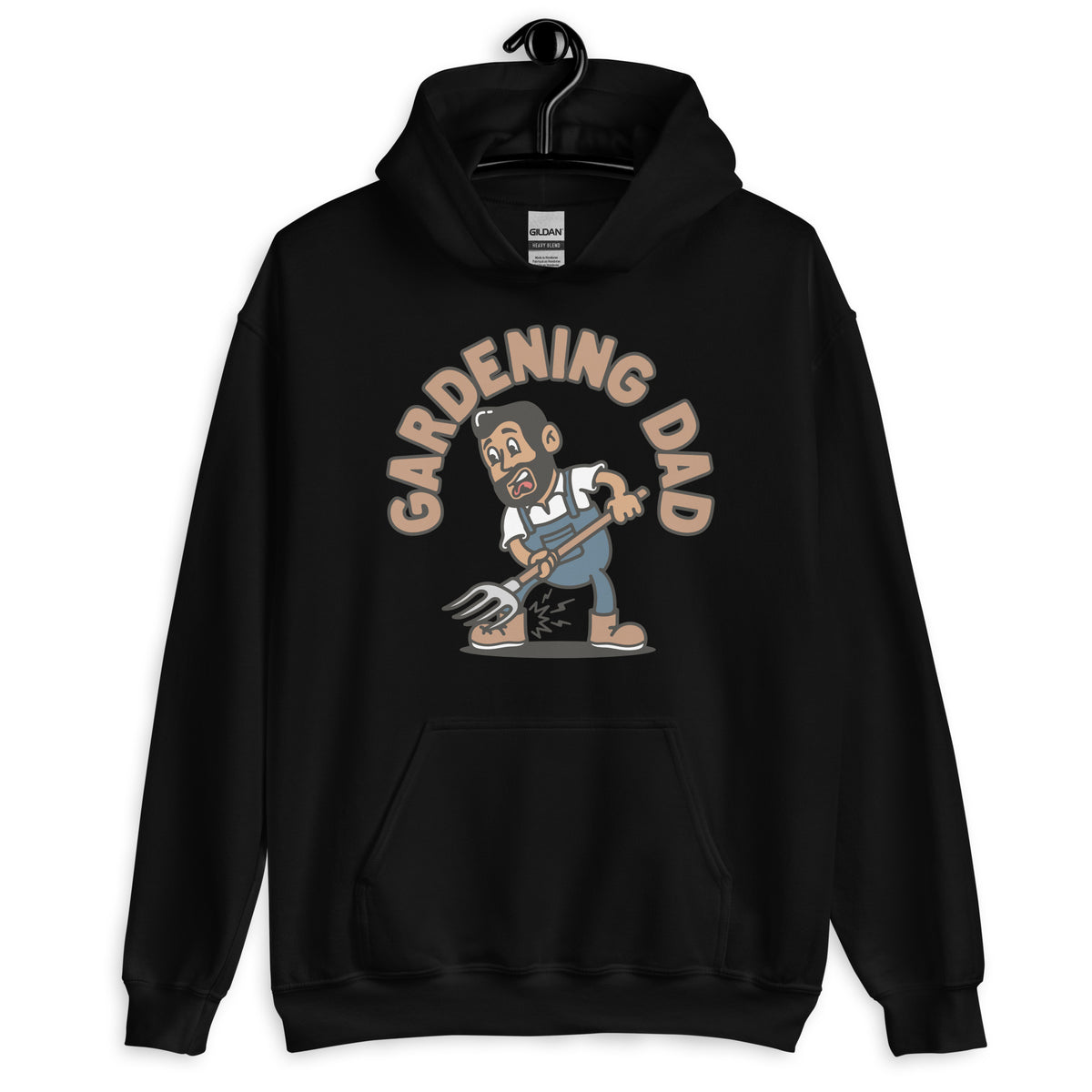 Gardening Black Hair Tan Skin Tone No-Glasses Medium Beard Dad Hoodie