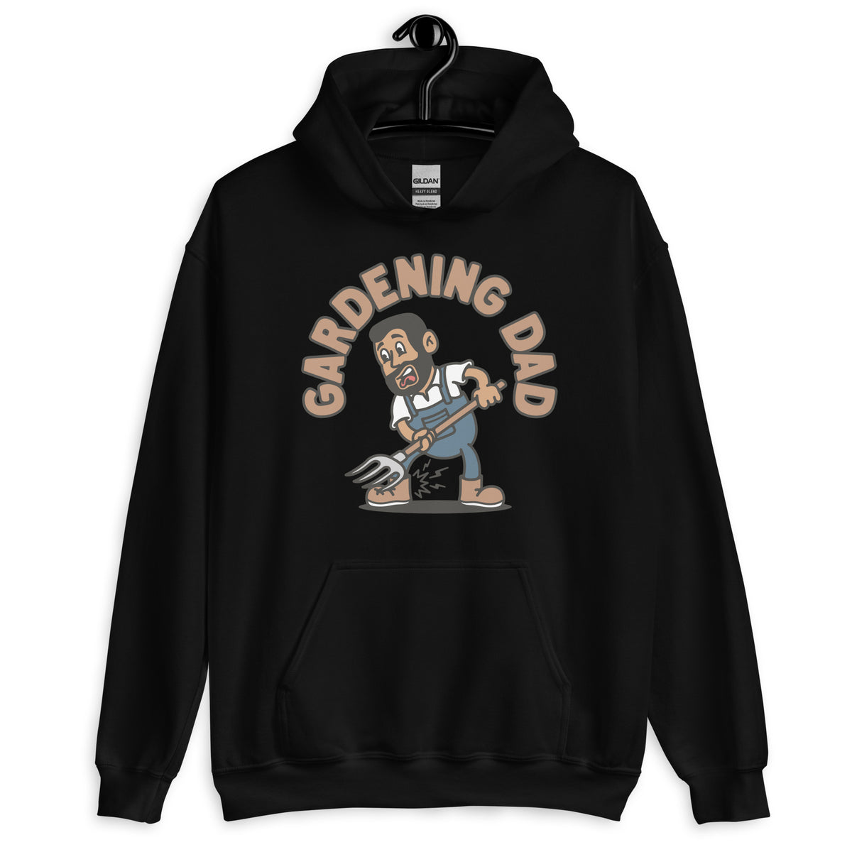 Gardening Black Hair Tan Skin Tone No-Glasses Short Beard Dad Hoodie