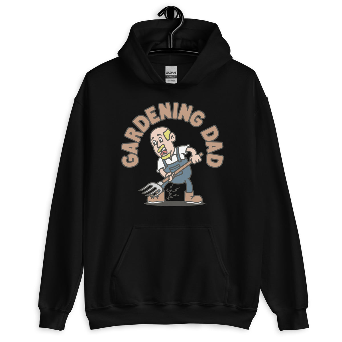 Gardening Blond Hair Light Skin Tone No-Glasses Bald Moustache & Chin Beard Dad Hoodie