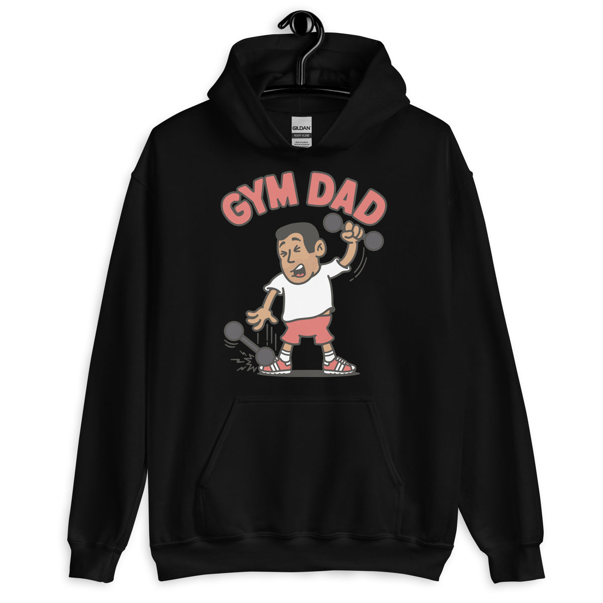 Gym Black Hair Tan Skin Tone No-Glasses Short Stubble Dad Hoodie