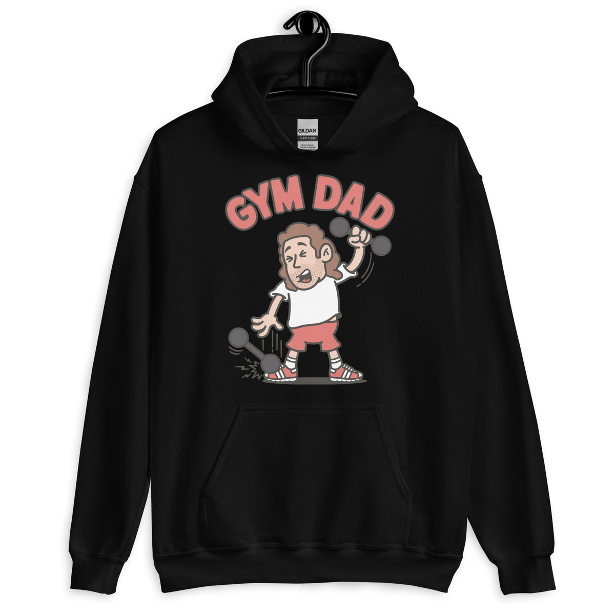 Gym Brown Hair Light Skin Tone No-Glasses Long Stubble Dad Hoodie
