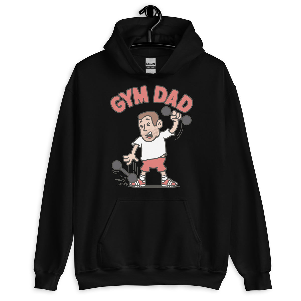 Gym Brown Hair Light Skin Tone No-Glasses Short Stubble Dad Hoodie