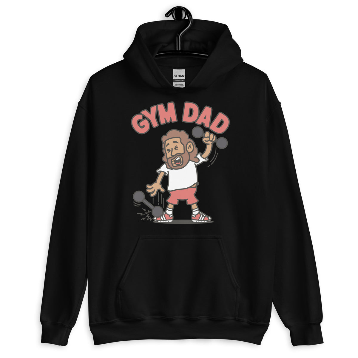 Gym Brown Hair Tan Skin Tone No-Glasses Long Beard Dad Hoodie