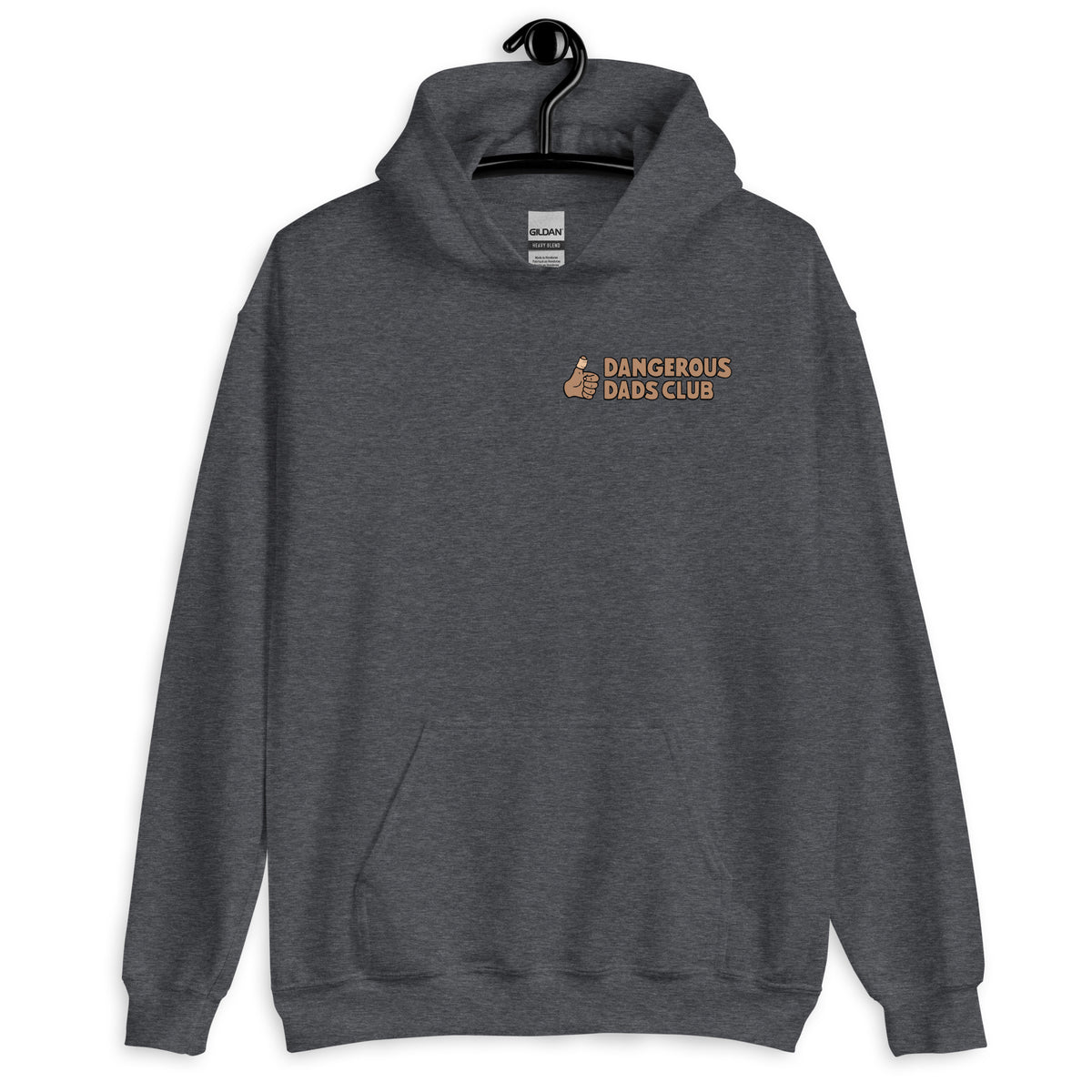 Dangerous Dads Club Hoodie - brown logo with tan thumb