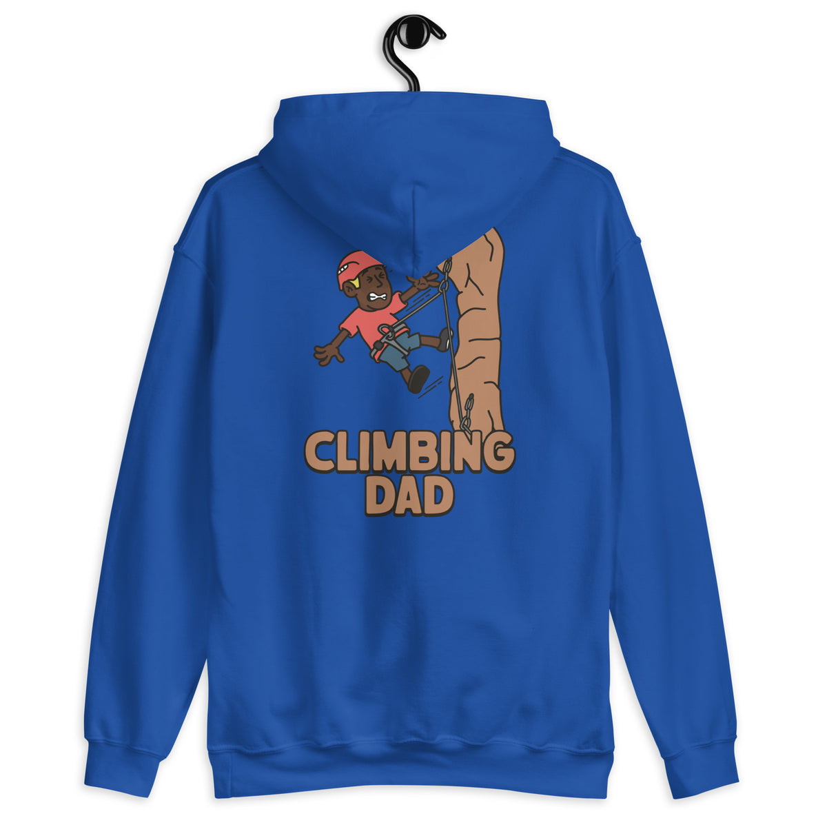 Climbing Blond Hair Dark Skin Tone No-Glasses Stubble Dad Hoodie