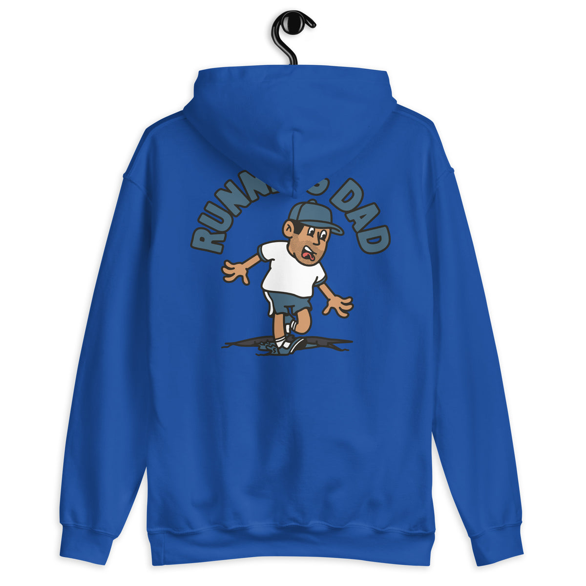 Running Black Hair Tan Skin Tone No-Glasses Stubble Dad Hoodie