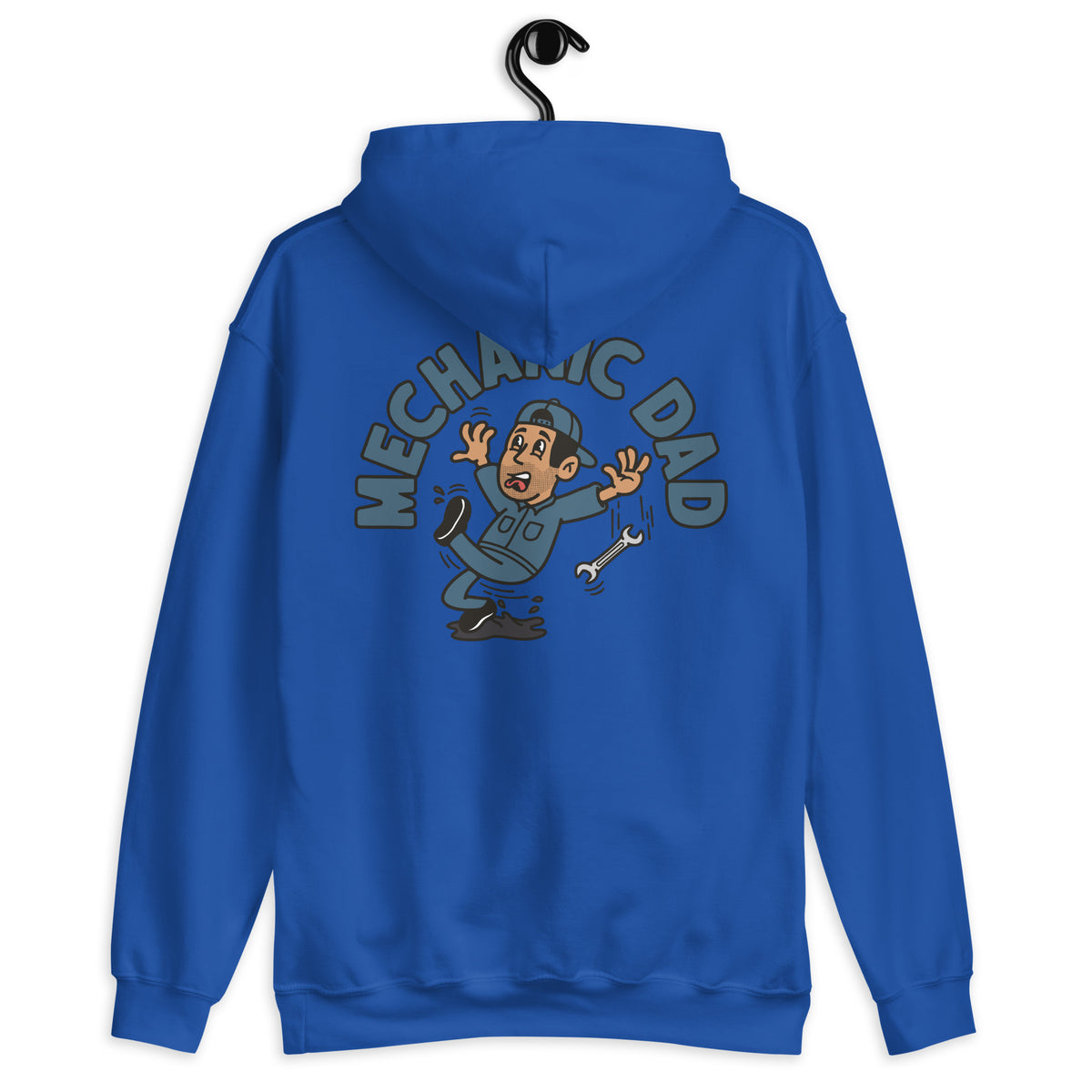 Mechanic Black Hair Tan Skin Tone No-Glasses Stubble Dad Hoodie