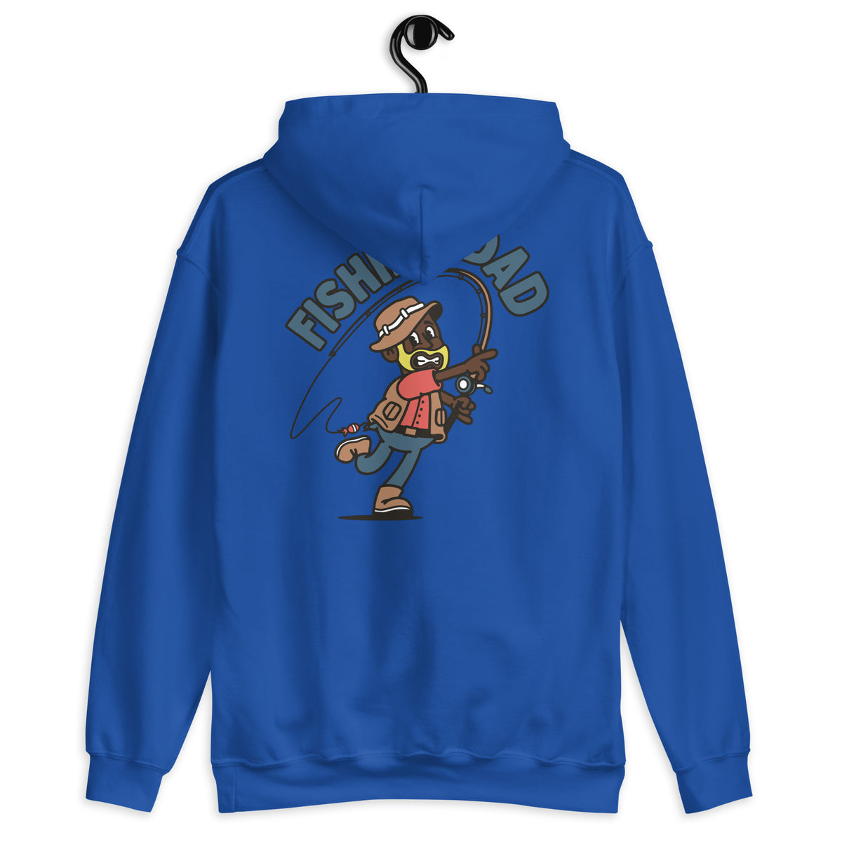 Fishing Blond Hair Dark Skin Tone No-Glasses Beard Dad Hoodie