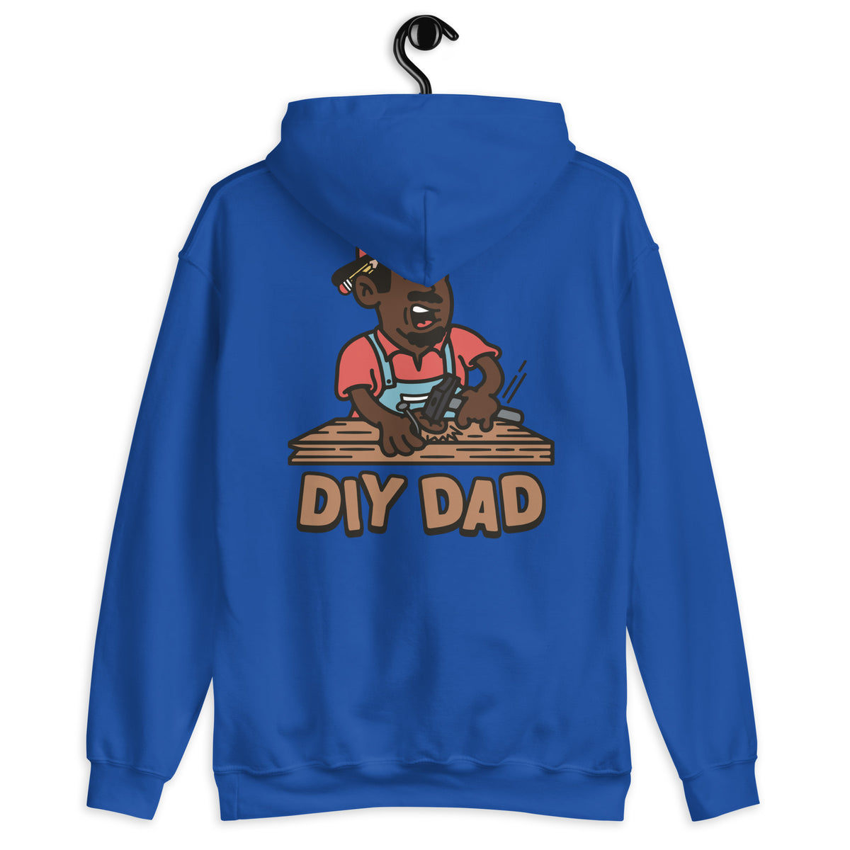 DIY Black Hair Dark Skin Tone No-Glasses Moustache & Chin Beard Dad Hoodie