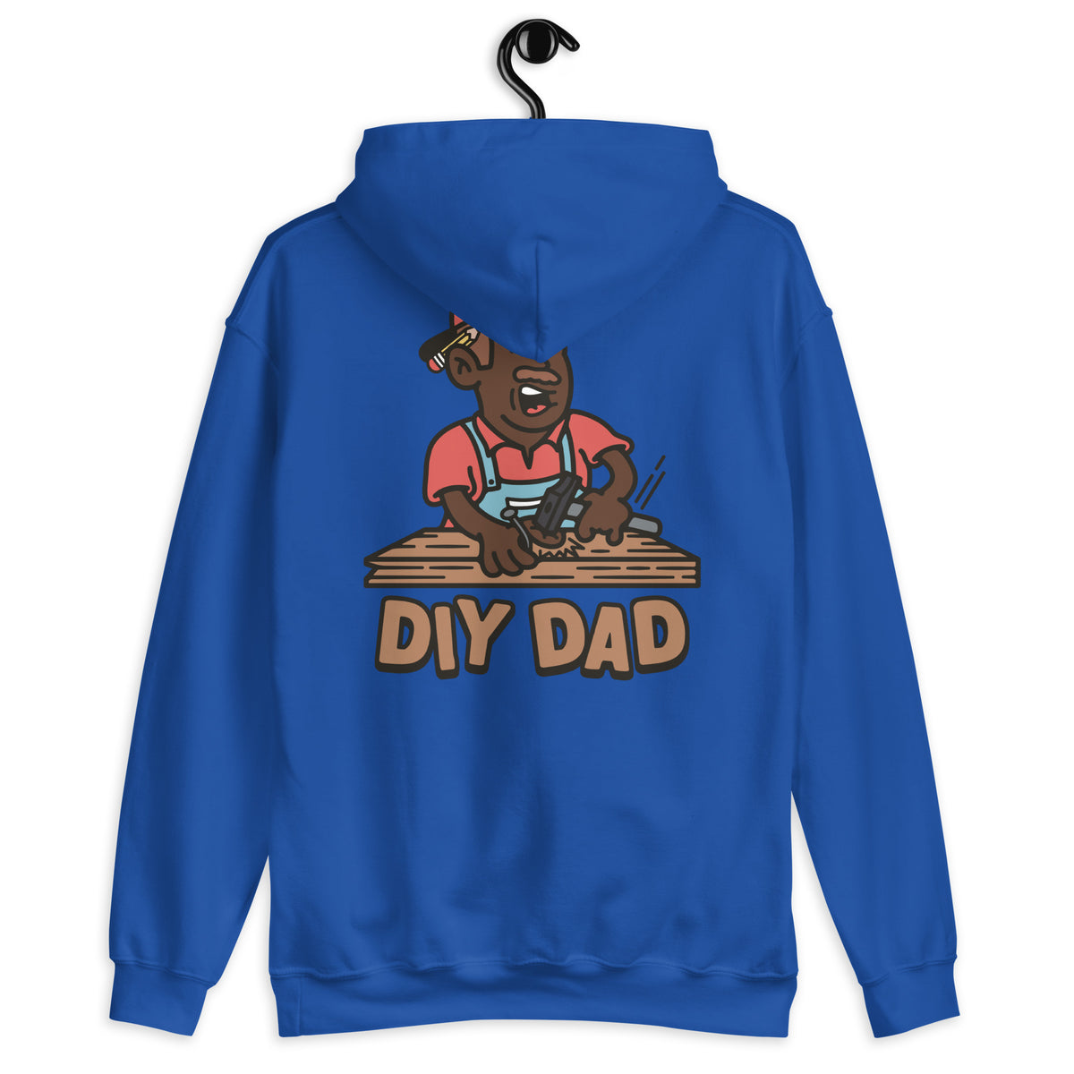 DIY Brown Hair Dark Skin Tone No-Glasses Moustache Dad Hoodie