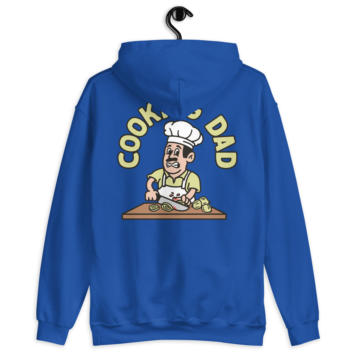Cooking Black Hair Light Skin Tone No-Glasses Moustache Dad Hoodie