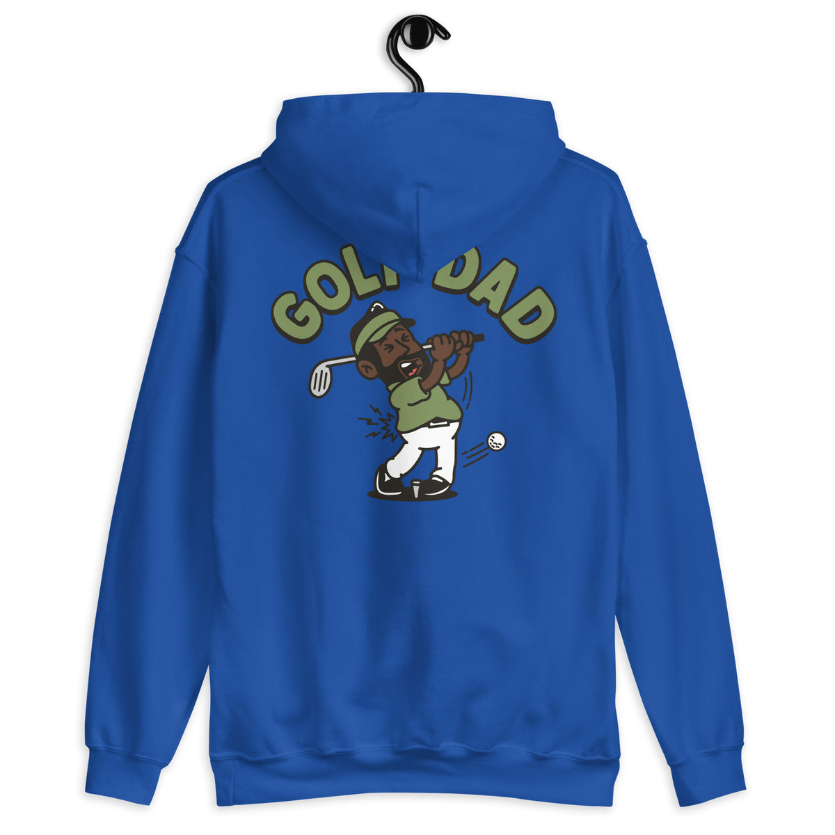 Golf Black Hair Dark Skin Tone No-Glasses Beard Dad Hoodie