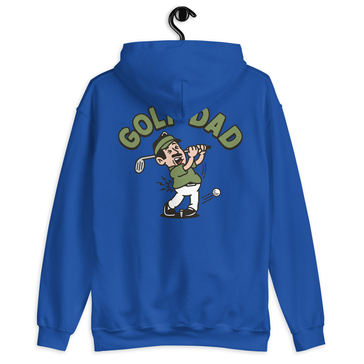 Golf Black Hair Light Skin Tone No-Glasses Moustache Dad Hoodie
