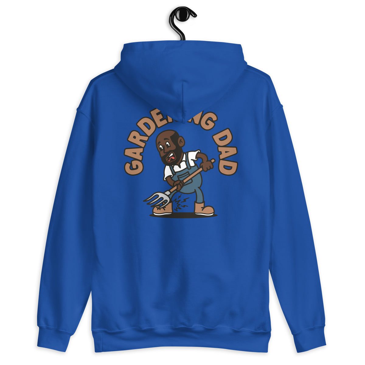 Gardening Black Hair Dark Skin Tone No-Glasses Bald Beard Dad Hoodie