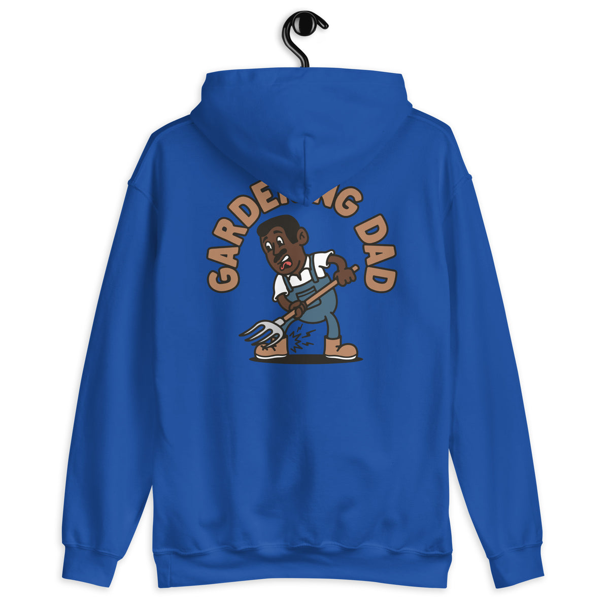 Gardening Black Hair Dark Skin Tone No-Glasses Short Moustache Dad Hoodie