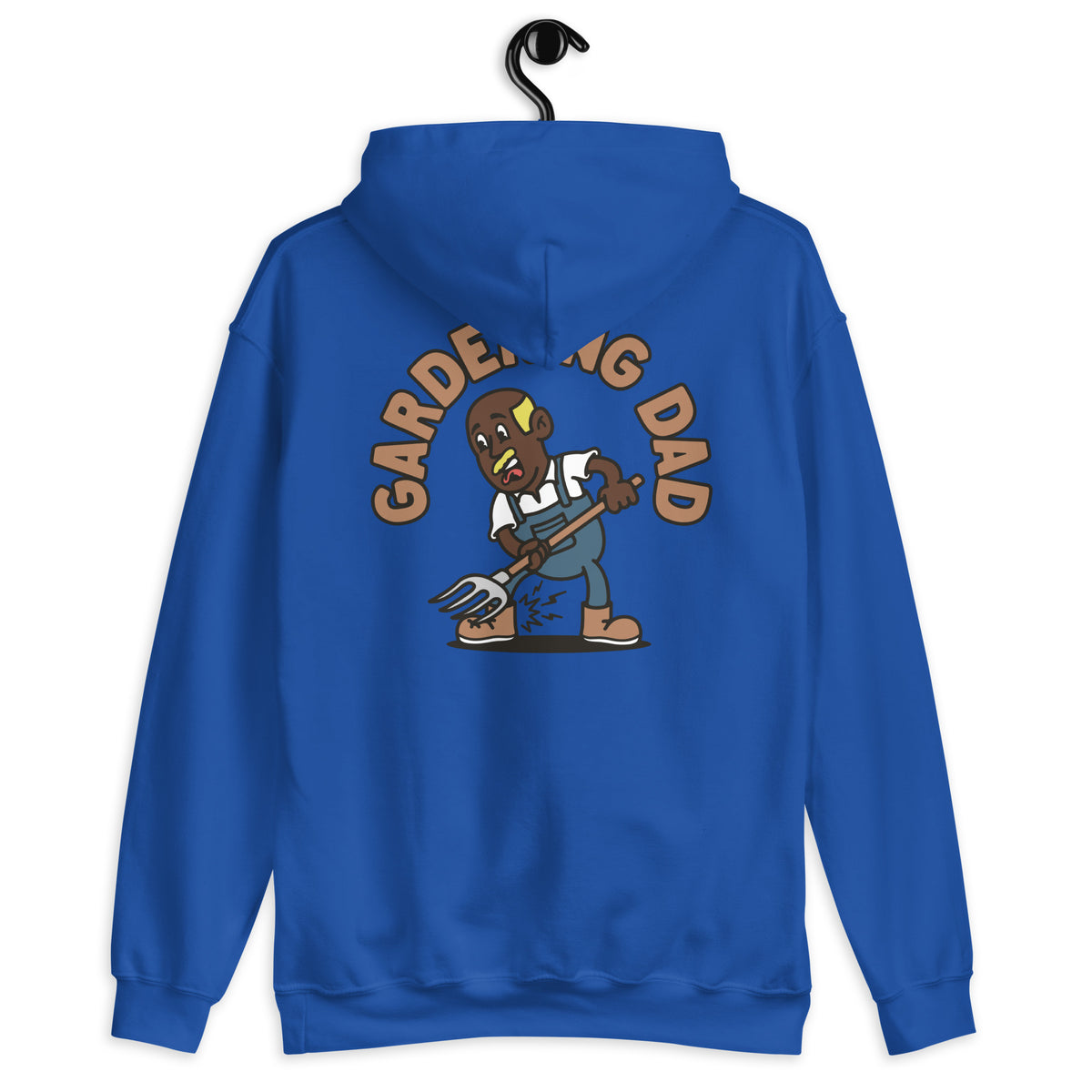 Gardening Blond Hair Dark Skin Tone No-Glasses Bald Moustache Dad Hoodie