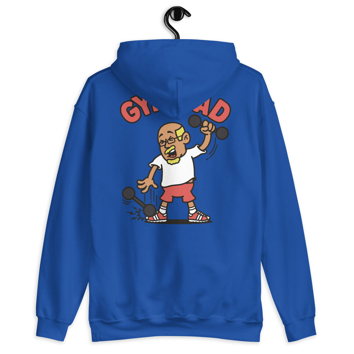 Gym Blond Hair Tan Skin Tone Glasses Bald Moustache & Chin Beard Dad Hoodie