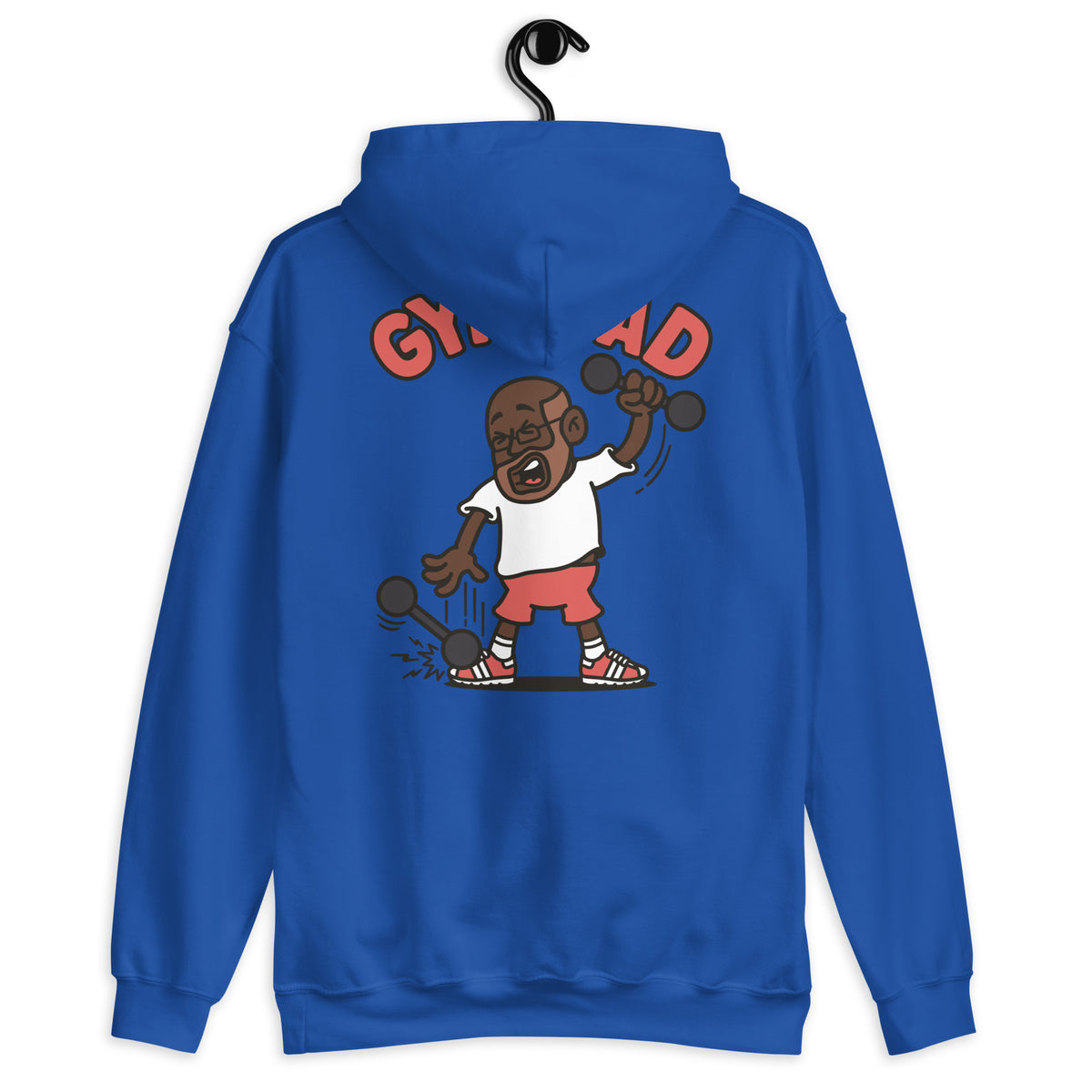 Gym Brown Hair Dark Skin Tone Glasses Bald Beard Dad Hoodie