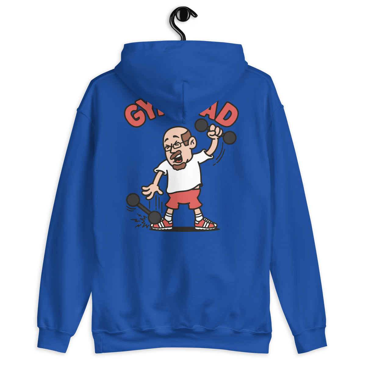Gym Brown Hair Light Skin Tone Glasses Bald Moustache & Chin Beard Dad Hoodie