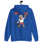 Gym Brown Hair Light Skin Tone Glasses Bald Moustache & Chin Beard Dad Hoodie