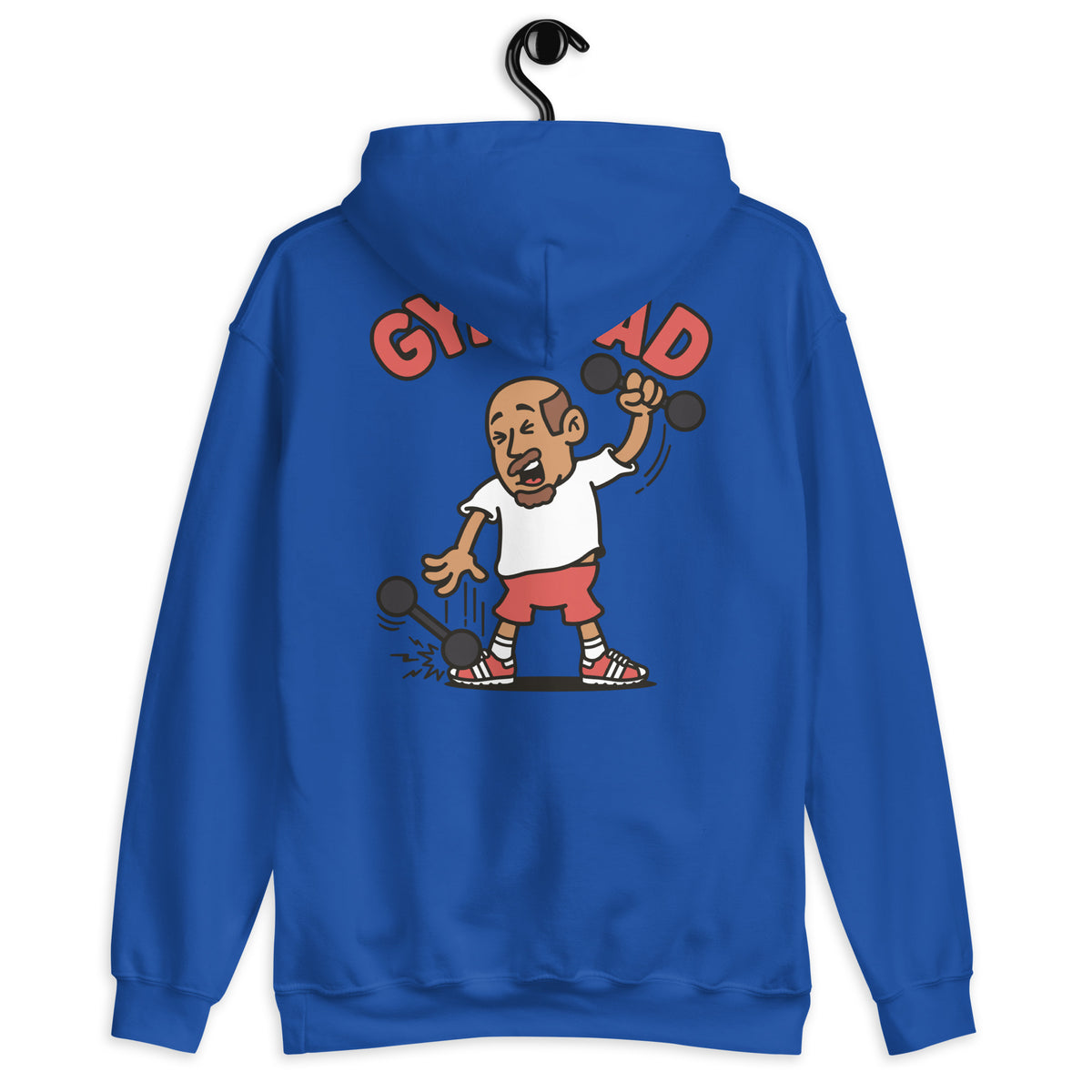 Gym Brown Hair Tan Skin Tone No-Glasses Bald Moustache & Chin Beard Dad Hoodie