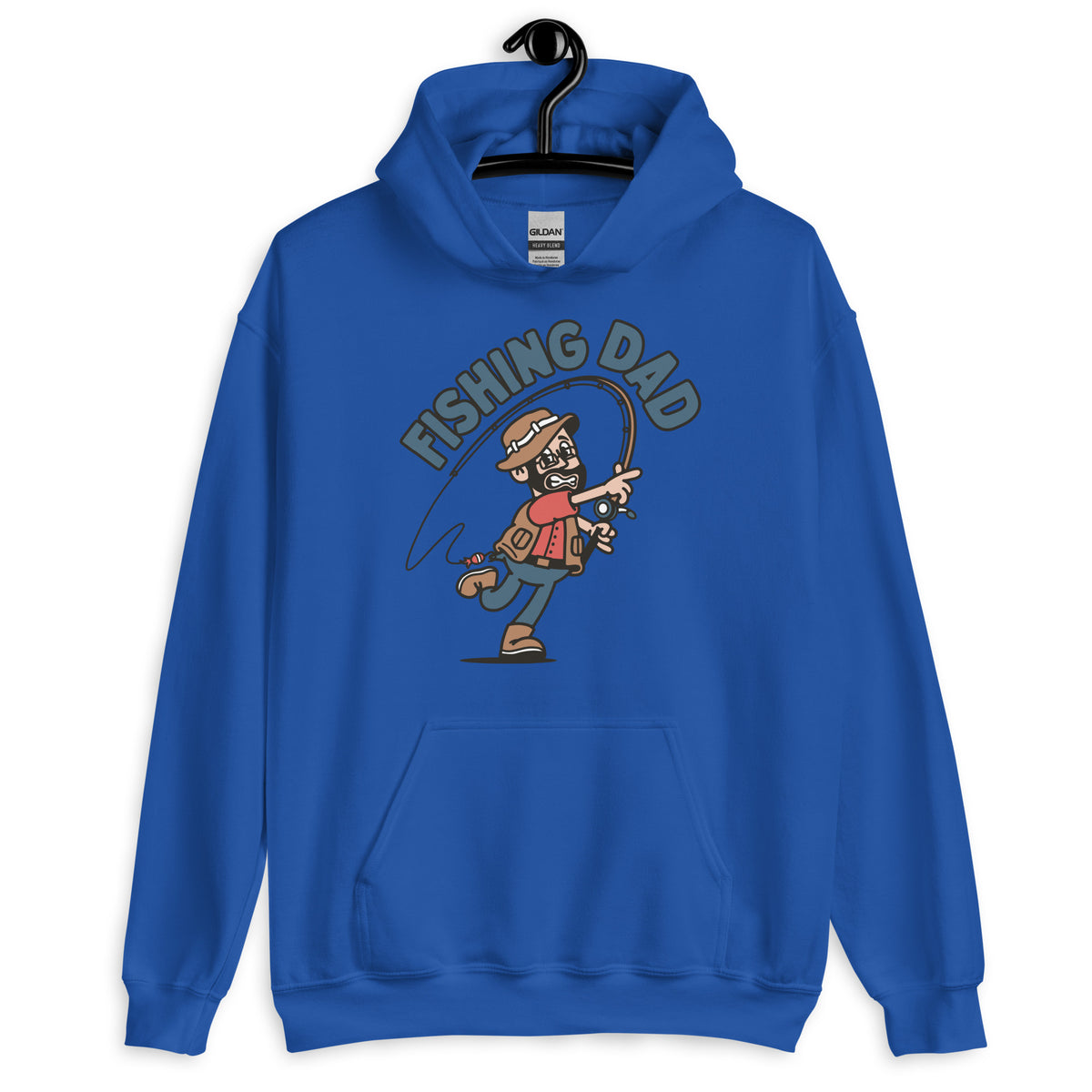 Fishing Black Hair Light Skin Tone Glasses Beard Dad Hoodie