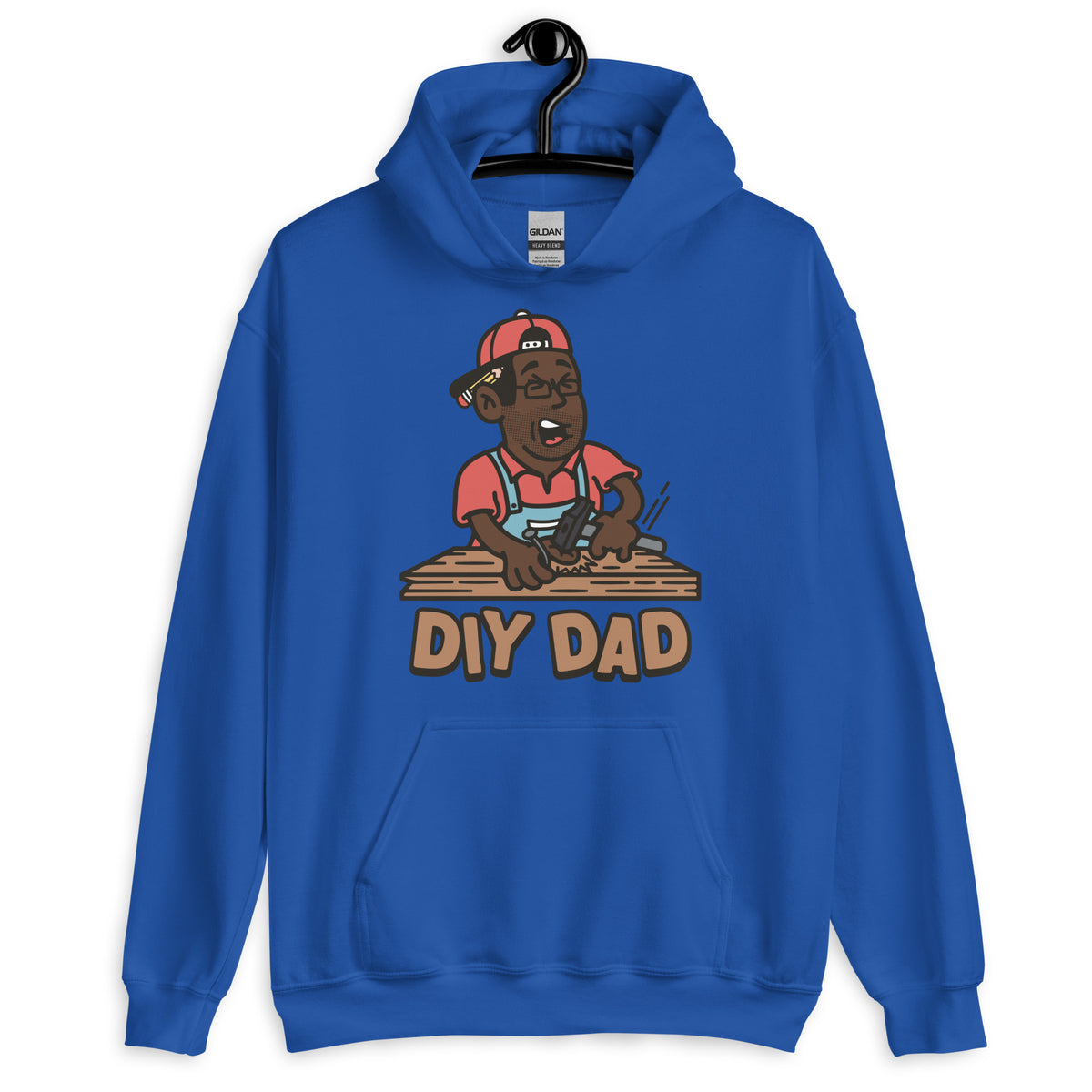 DIY Black Hair Dark Skin Tone Glasses Stubble Dad Hoodie