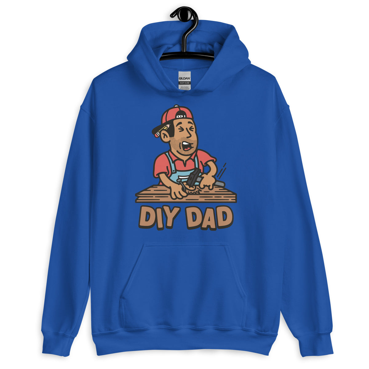 DIY Black Hair Tan Skin Tone No-Glasses Stubble Dad Hoodie