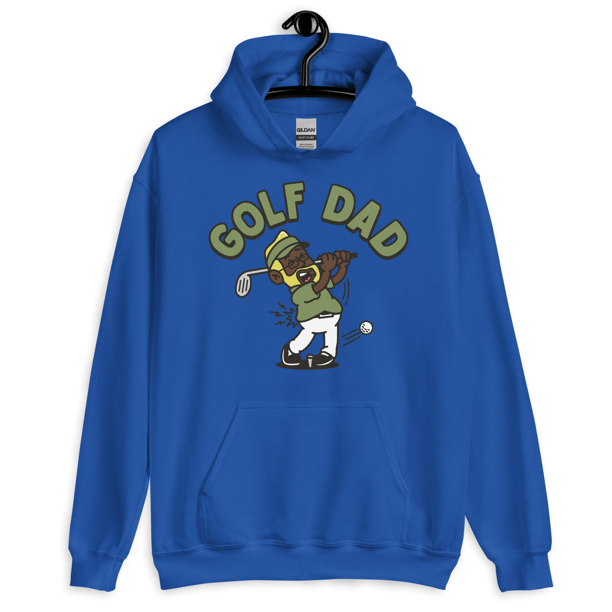 Golf Blond Hair Dark Skin Tone Glasses Beard Dad Hoodie