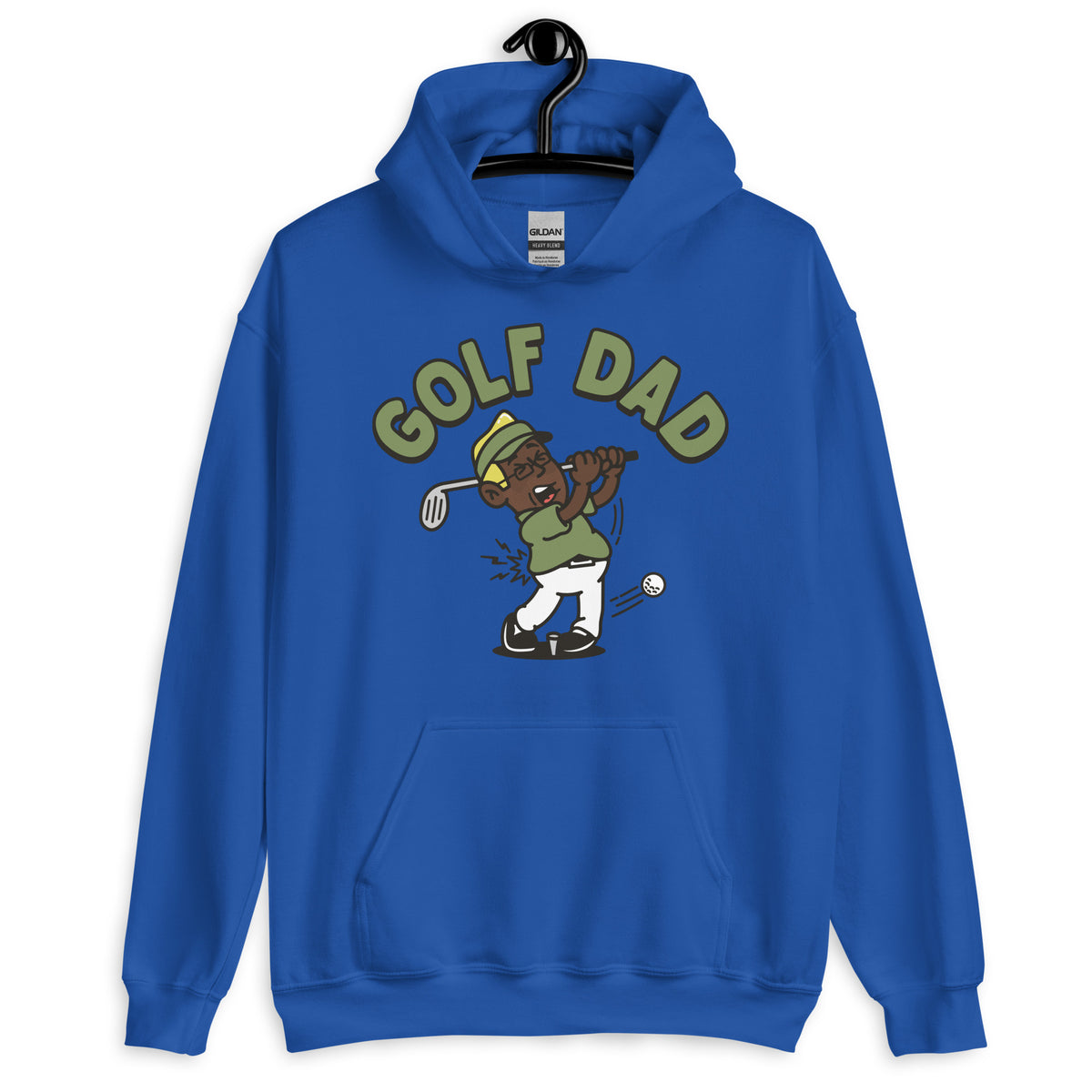 Golf Blond Hair Dark Skin Tone Glasses Stubble Dad Hoodie