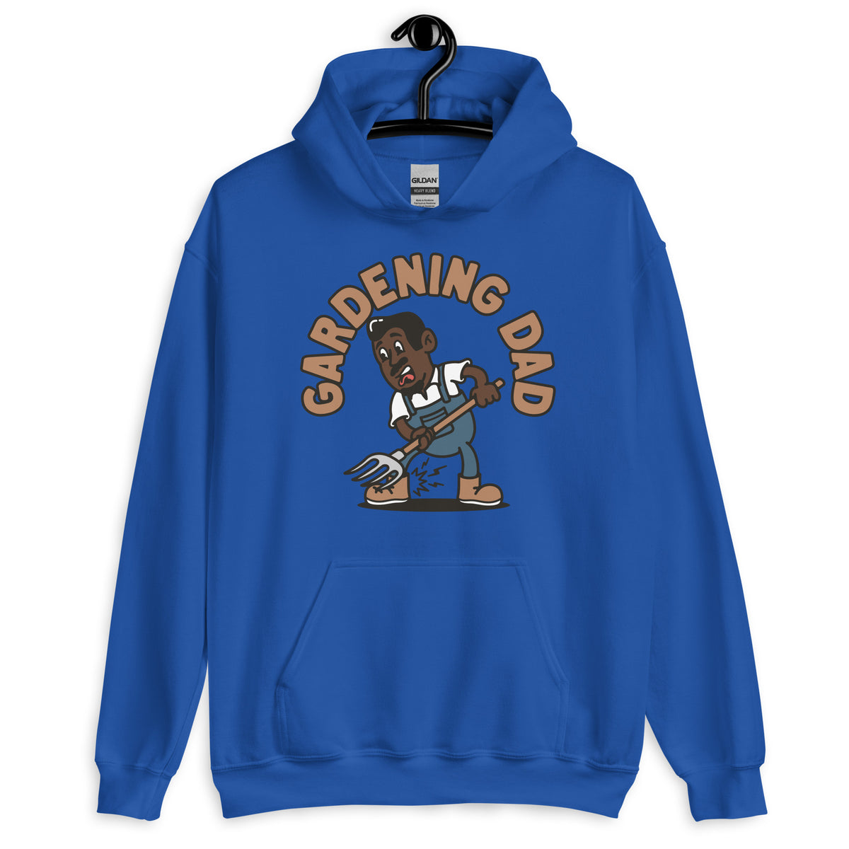 Gardening Black Hair Dark Skin Tone No-Glasses Medium Moustache & Chin Beard Dad Hoodie