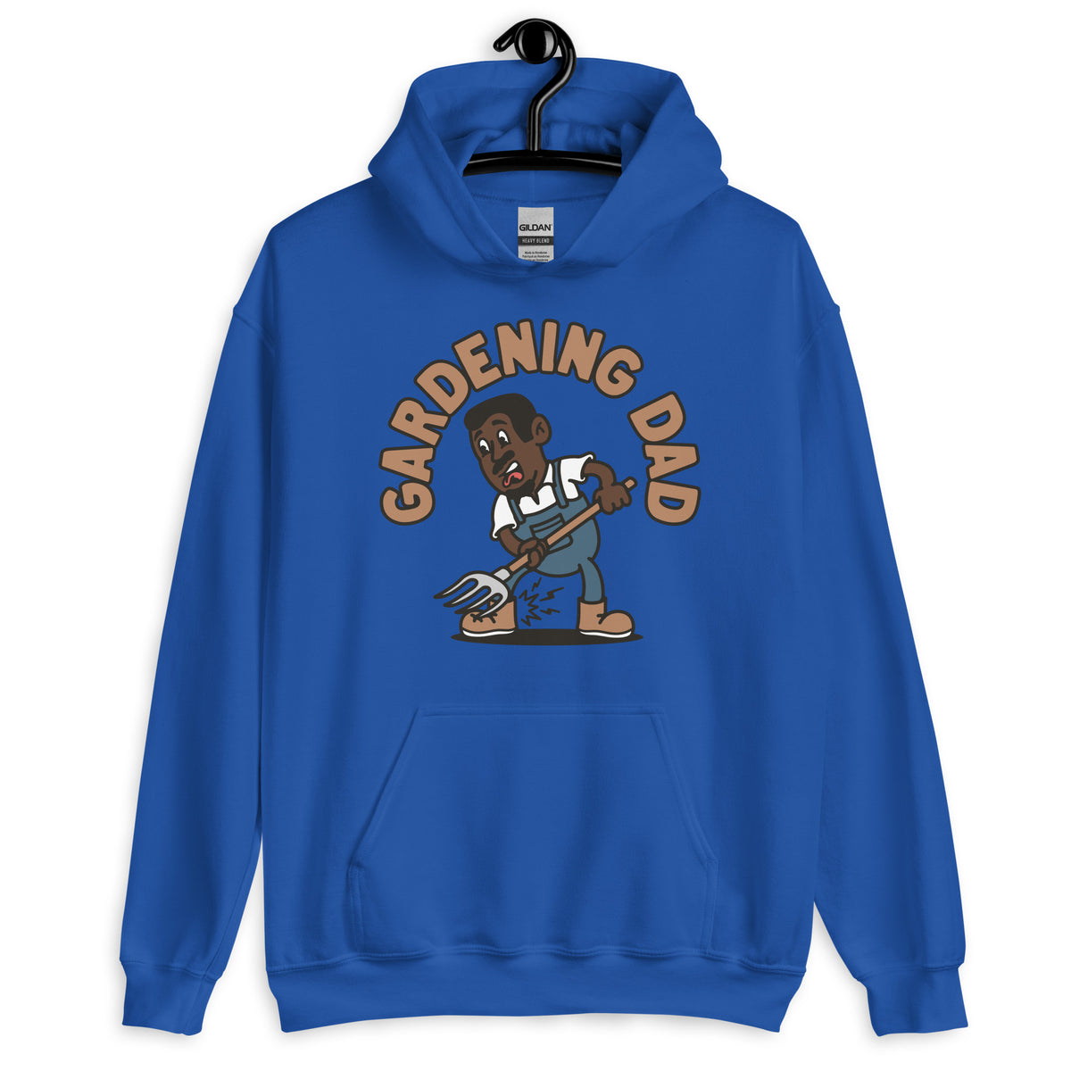 Gardening Black Hair Dark Skin Tone No-Glasses Short Moustache & Chin Beard Dad Hoodie