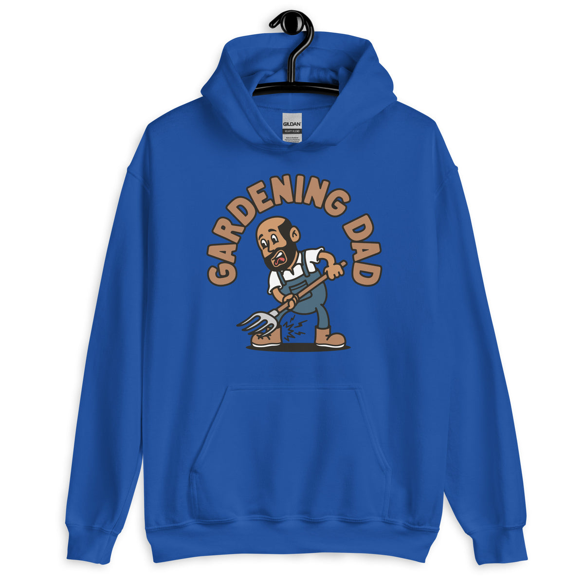 Gardening Black Hair Tan Skin Tone No-Glasses Bald Beard Dad Hoodie