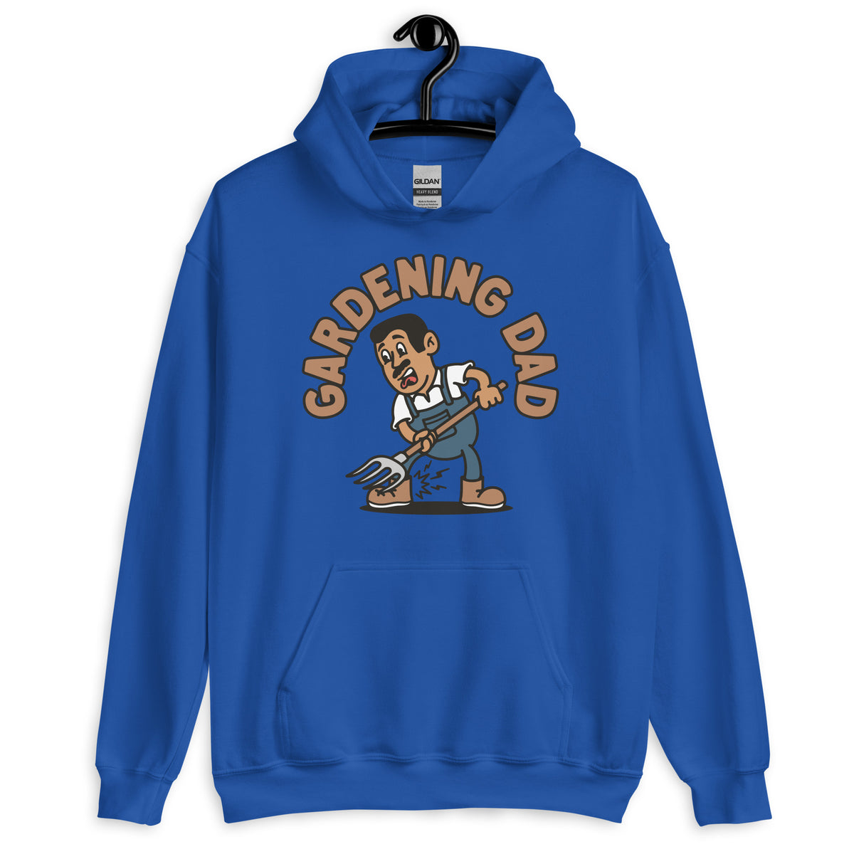 Gardening Black Hair Tan Skin Tone No-Glasses Short Moustache Dad Hoodie