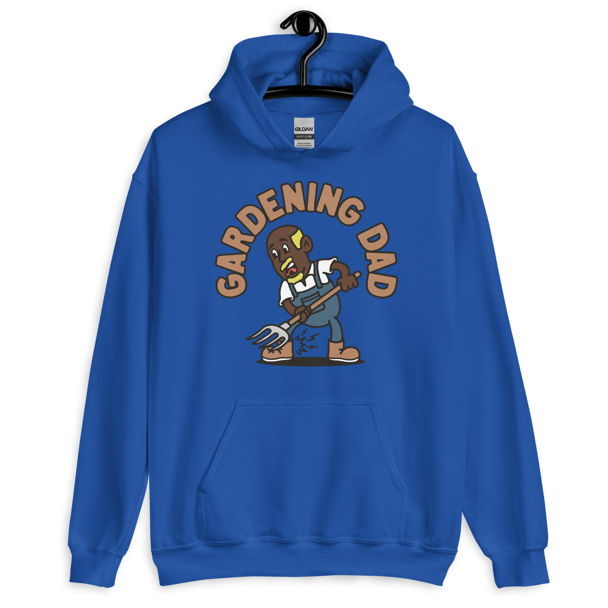 Gardening Blond Hair Dark Skin Tone No-Glasses Bald Moustache & Chin Beard Dad Hoodie