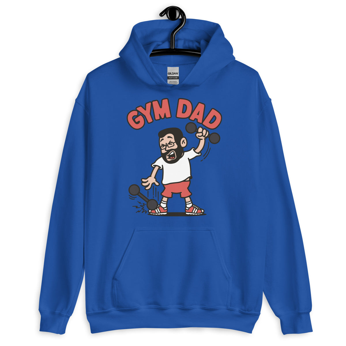 Gym Black Hair Light Skin Tone Glasses Short Beard Dad Hoodie