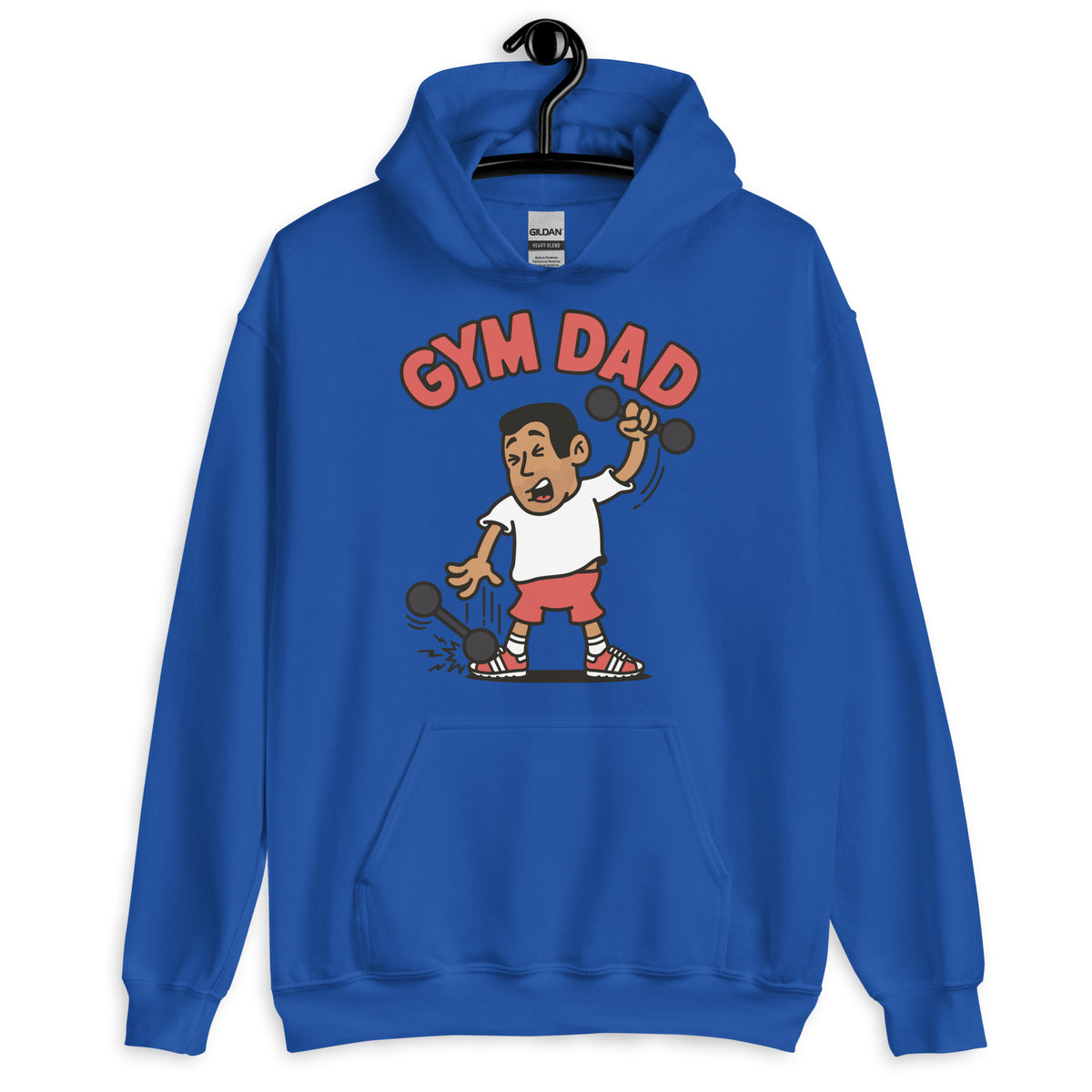 Gym Black Hair Tan Skin Tone No-Glasses Short Stubble Dad Hoodie