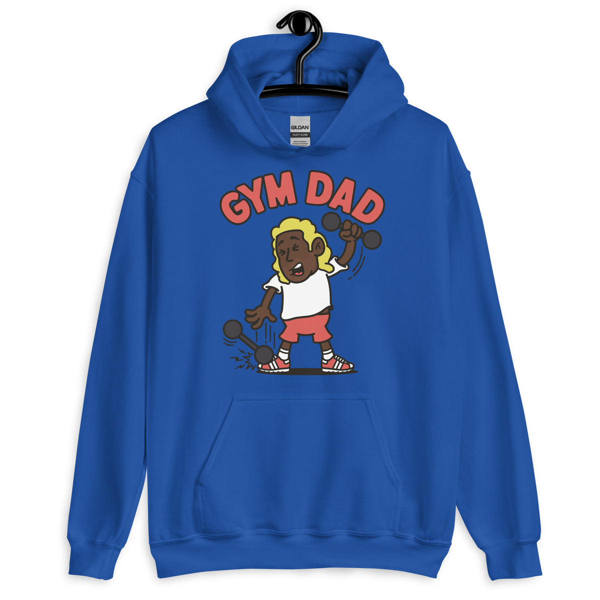 Gym Blond Hair Dark Skin Tone No-Glasses Long Stubble Dad Hoodie