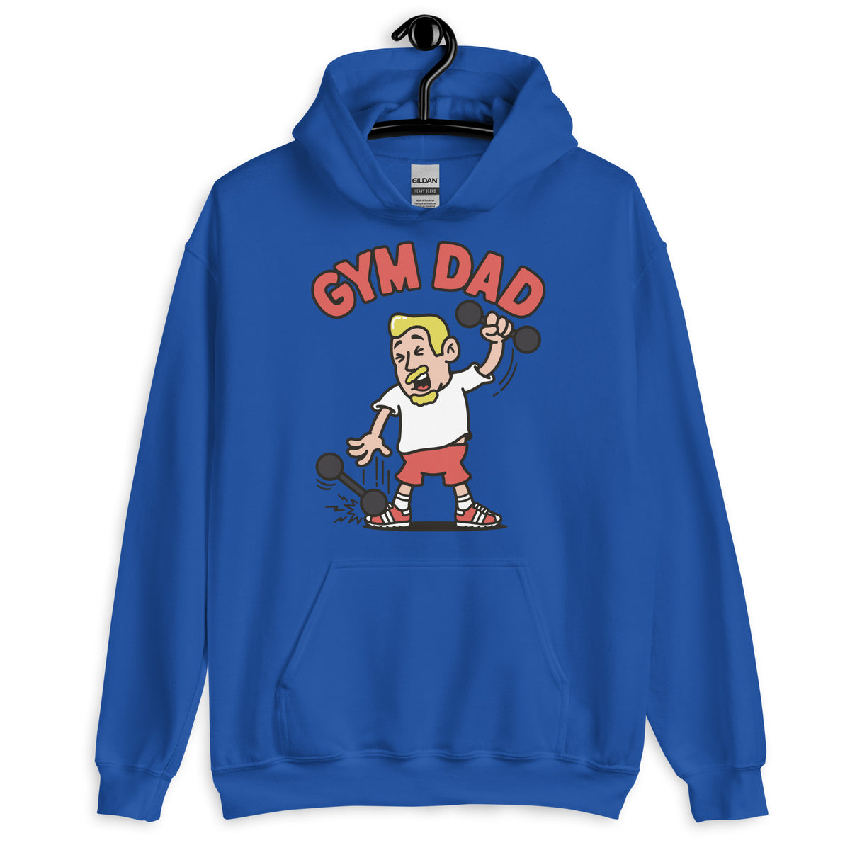 Gym Blond Hair Light Skin Tone No-Glasses Medium Moustache & Chin Beard Dad Hoodie