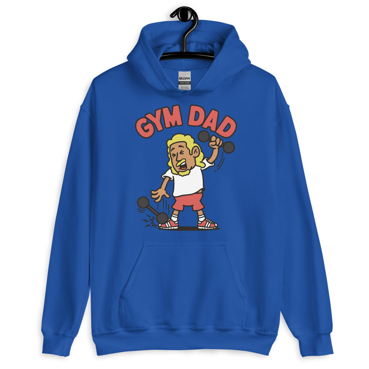 Gym Blond Hair Tan Skin Tone No-Glasses Long Moustache & Chin Beard Dad Hoodie