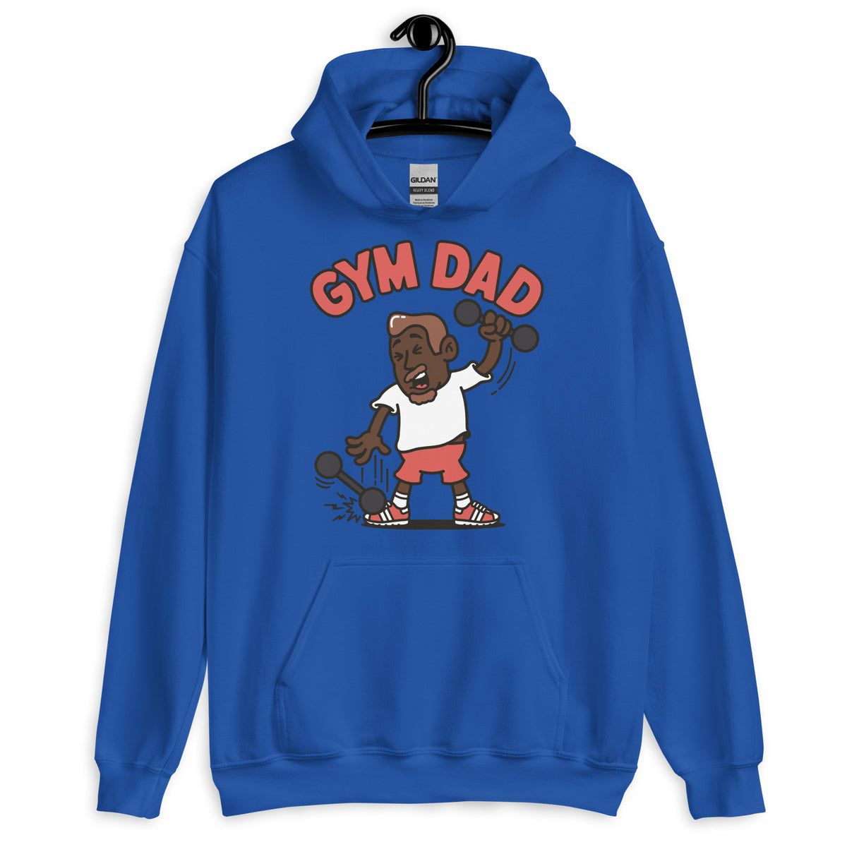 Gym Brown Hair Dark Skin Tone No-Glasses Medium Moustache & Chin Beard Dad Hoodie