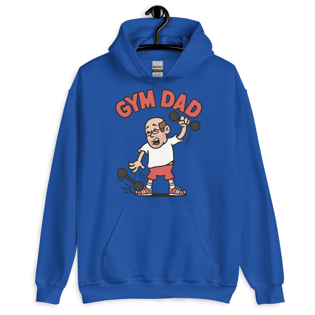 Gym Brown Hair Light Skin Tone Glasses Bald Stubble Dad Hoodie
