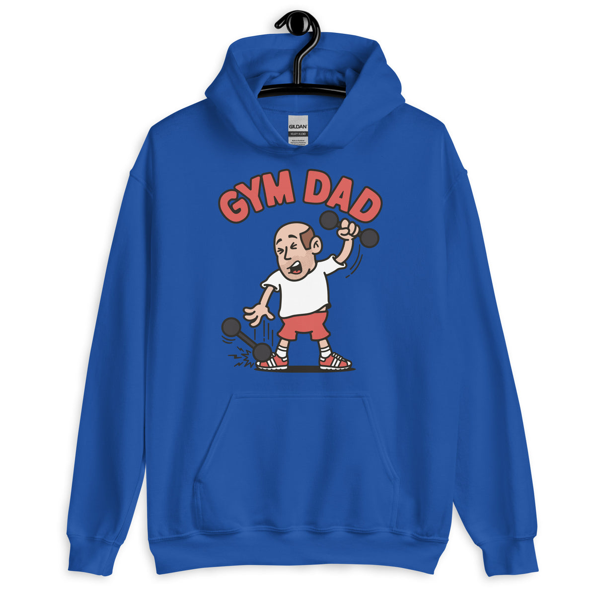 Gym Brown Hair Light Skin Tone No-Glasses Bald Stubble Dad Hoodie