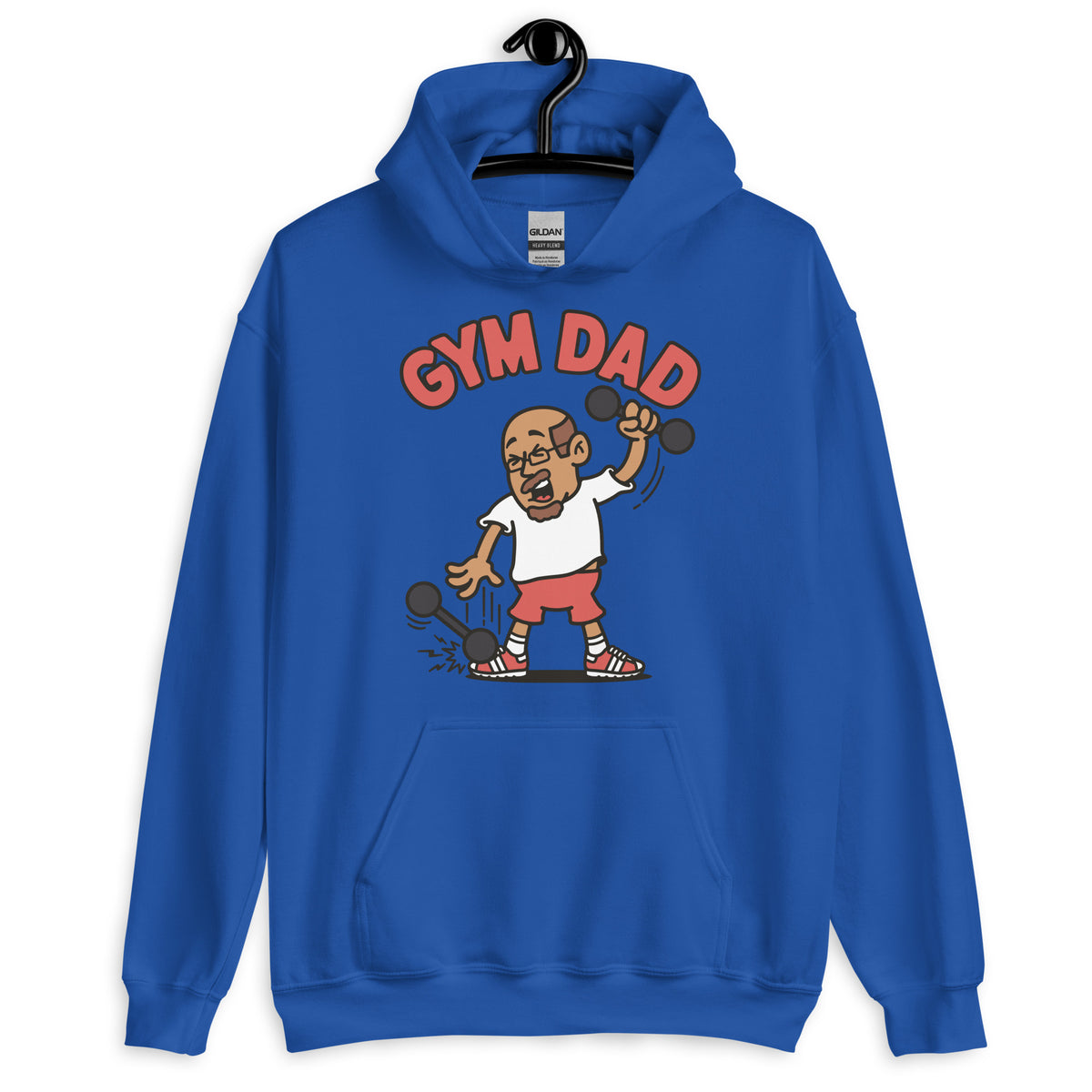 Gym Brown Hair Tan Skin Tone Glasses Bald Moustache & Chin Beard Dad Hoodie