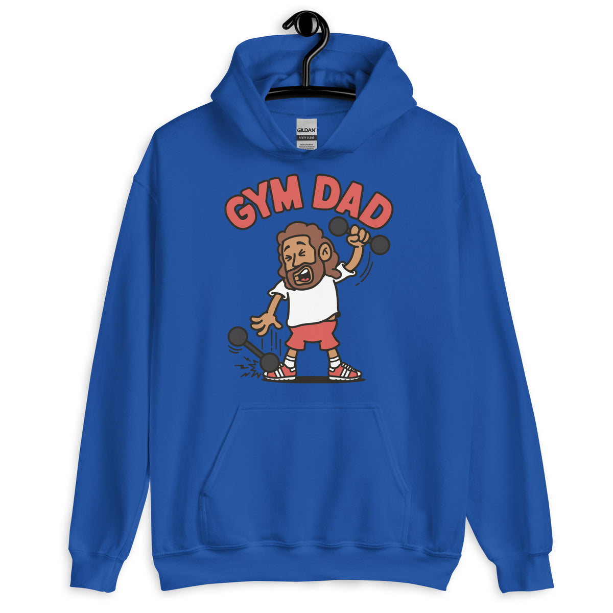 Gym Brown Hair Tan Skin Tone No-Glasses Long Beard Dad Hoodie