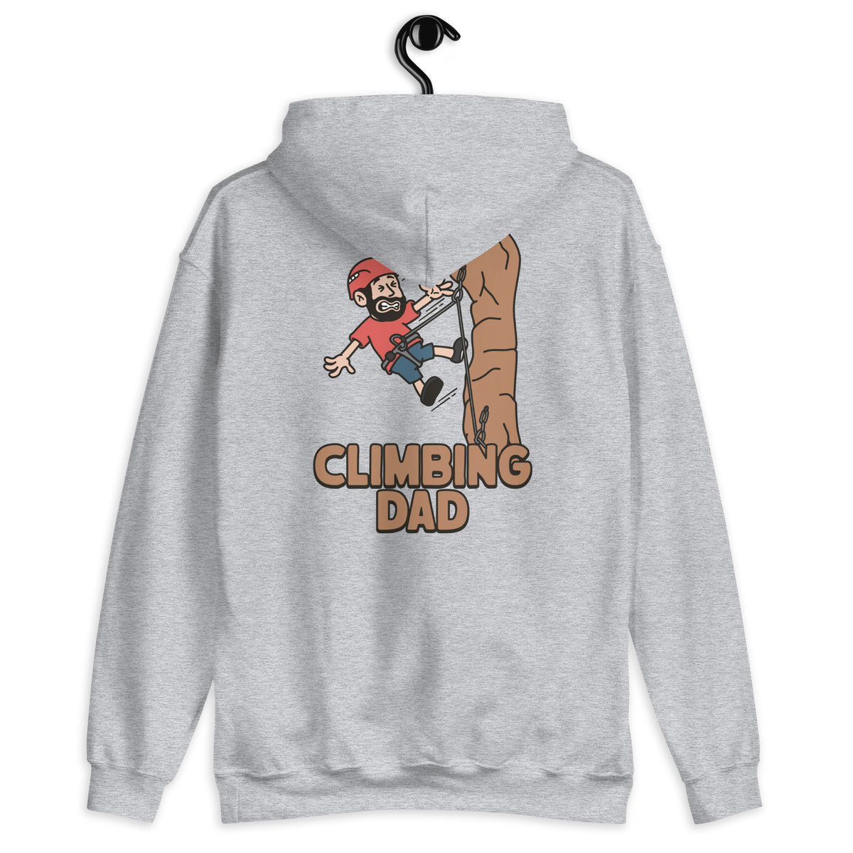 Climbing Black Hair Light Skin Tone No-Glasses Beard Dad Hoodie