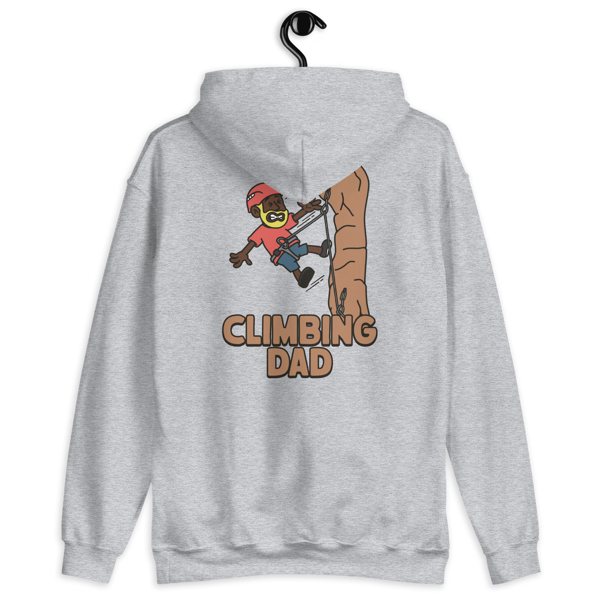 Climbing Blond Hair Dark Skin Tone No-Glasses Beard Dad Hoodie